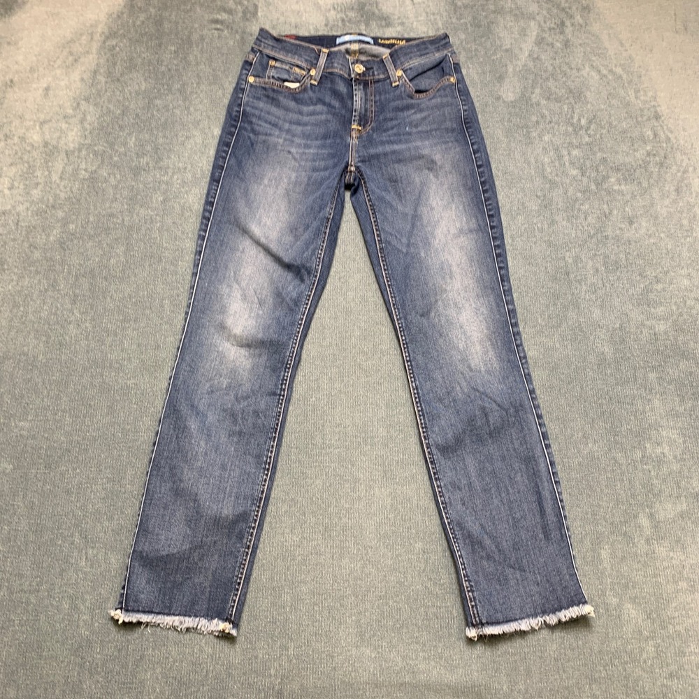 7 for All Mankind B(Air) Denim Roxanne Ankle Jeans Womens 25 Blue Faded Raw Hem